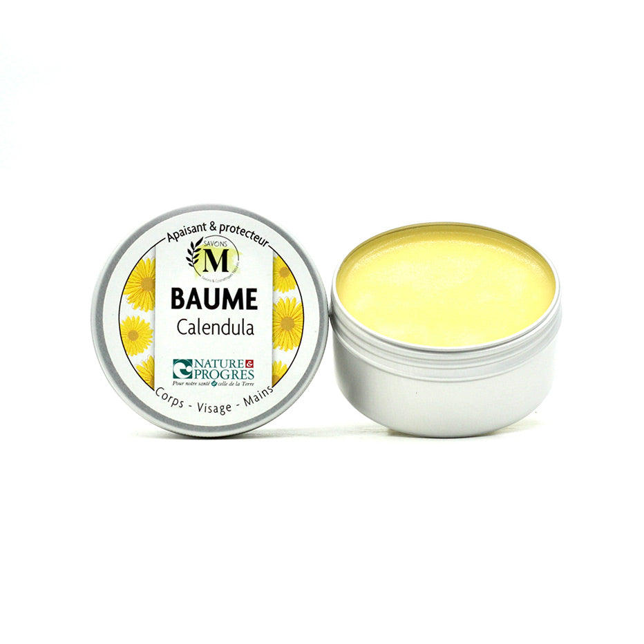 Baume au Calendula dans une boite alu de 100ml , nature et progres, corps, visgae, mains , apaisant et protecteur 