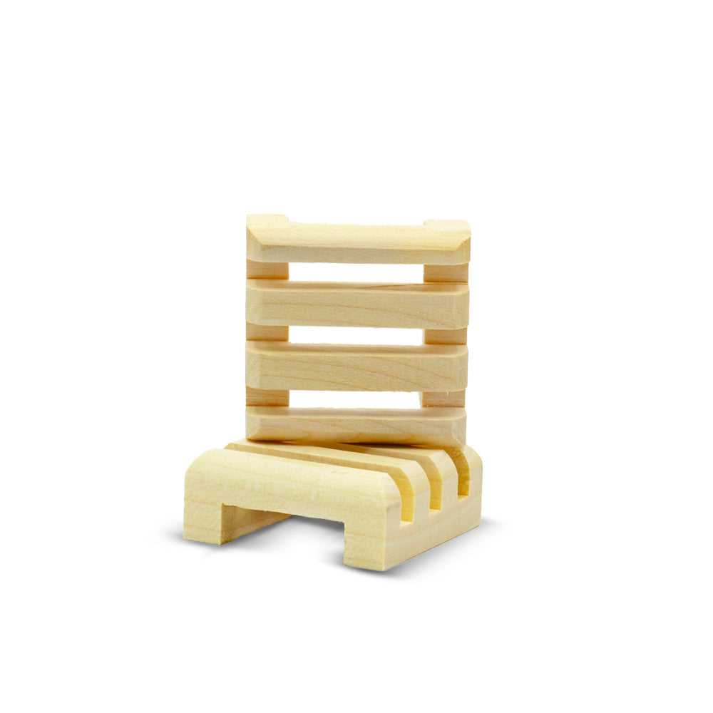 porte savon en bois massif de type palette mini carré fabriqué en france par un artisan vosgien